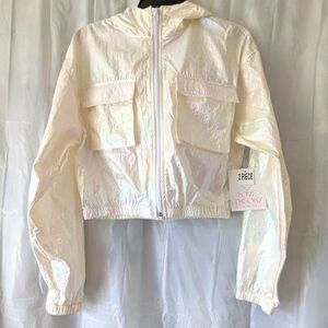 NWT Theory Iridescent Pearl-White 2 Piece Hooded Jacket And Pants